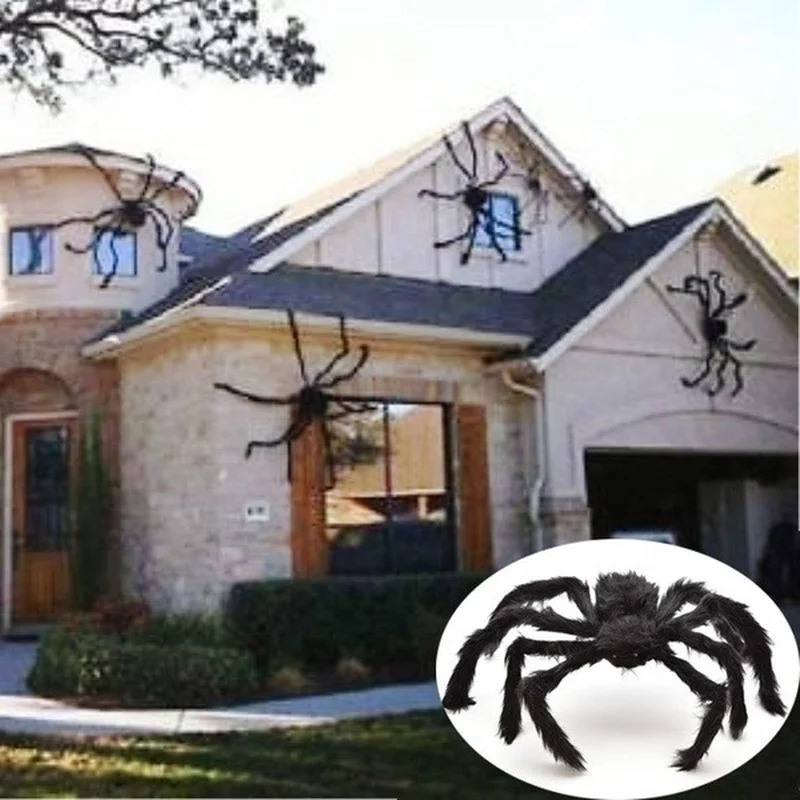 

30cm/50cm/60cm/75cm/90cm/125cm/150cm/200cm Black Spider Halloween Decors Haunted House Props Indoor Outdoor Horror Giant Decor