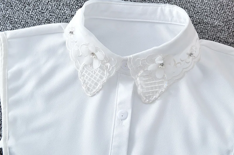 Linbaiway женские рубашки с цветочной вышивкой ложный воротник повседневная женская