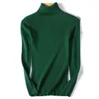 Водолазка вязаный свитер корейский эластичный синий коричневый кофейный зеленый однотонный тонкий тугой пуловер теплый базовый топ для женщин оптовая продажа