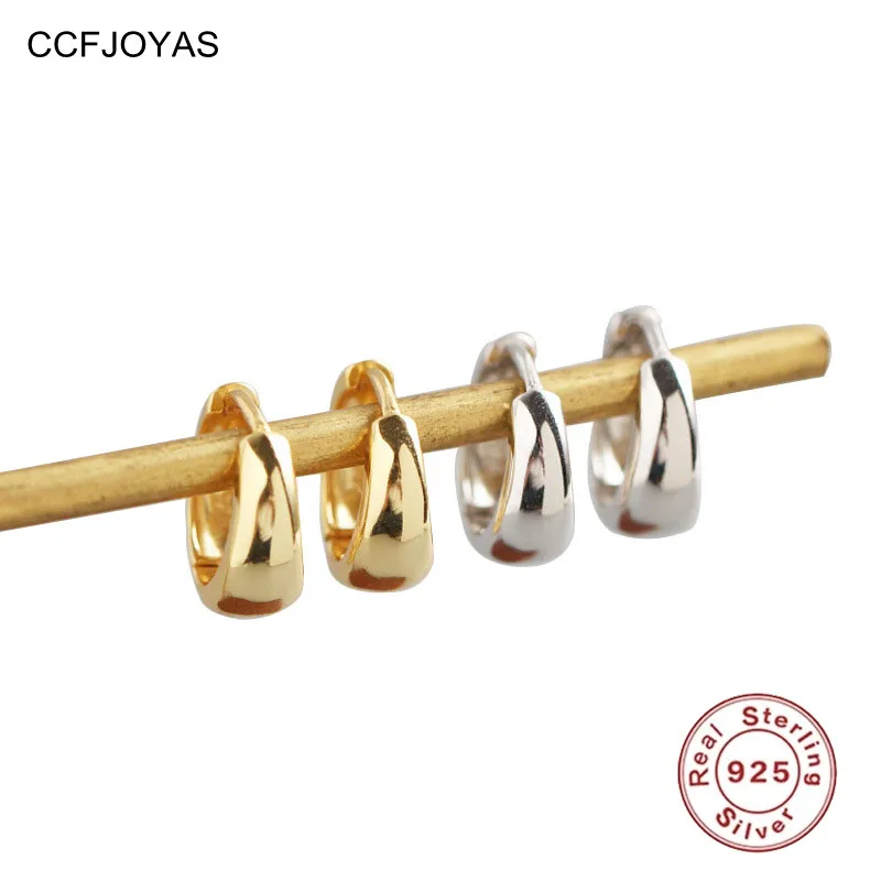 

CCFJOYAS 925 Sterling Silver INS Geometric Punk Hoop Earrings for Women European and American Round Circle Gold Silver Earrings