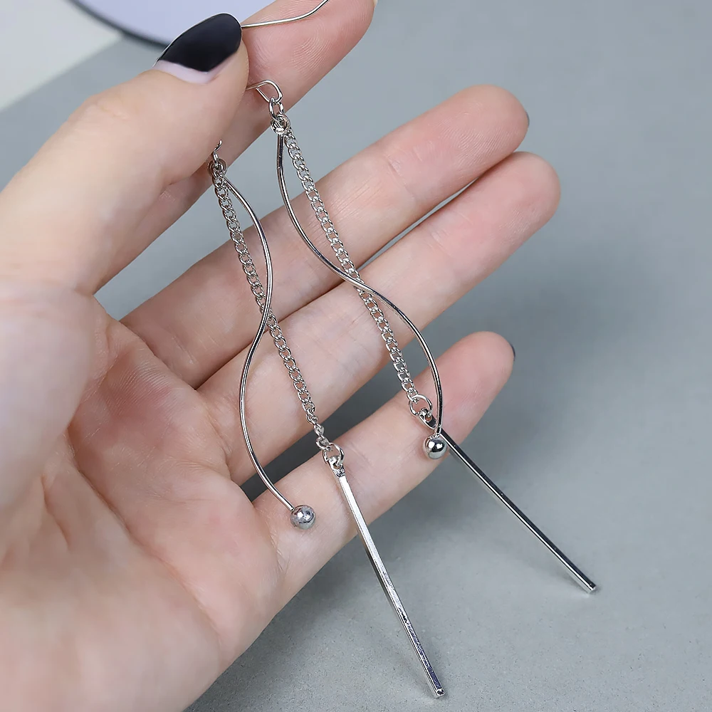 

Простые модные геометрические Длинные вертикальные серьги-цепочки для женщин, модные очаровательные висячие серьги, ювелирные изделия, се...