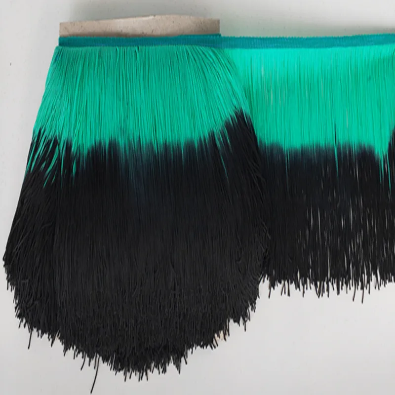 5 ярдов 20 см Длинные Светло-зеленые черные кисти Бахрома отделка кружевная лента