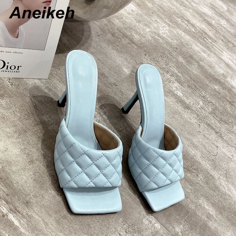 Женские шлепанцы Aneikeh из искусственной кожи Алмазный Стиль с квадратным носком