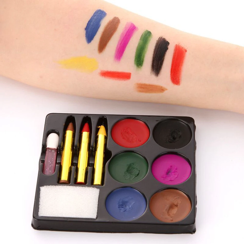 6 цветов Палетка краски для лица масляная краска тела Макияж Хэллоуина вечерние