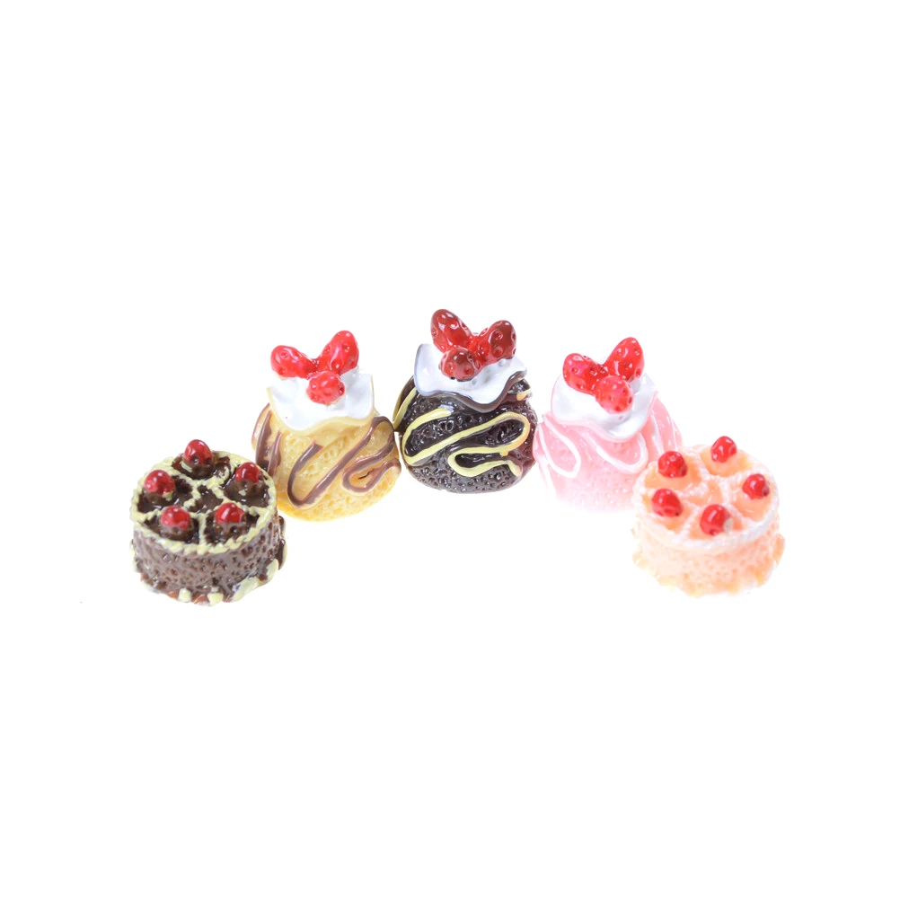 

5pcs/lot Lovely Mini Cakes 1:12 Baby Doll Home Kitchen Toys Girl Scene Model Pastry Bauble Dollhouse Kitchen Toy Accessories NEW