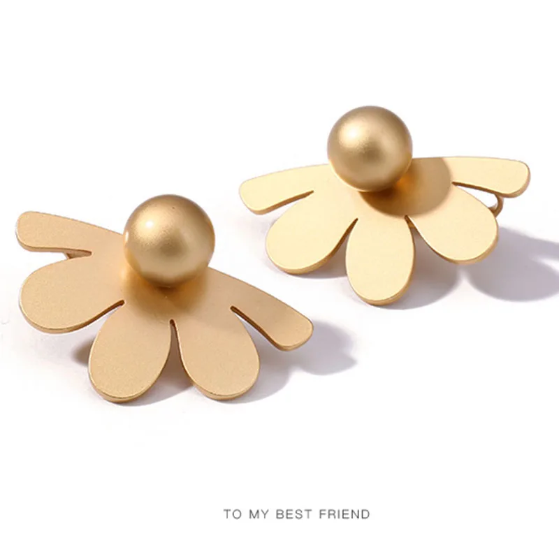 

Trendy Brass Flower Ball Clip Earring Gold Color Copper Fashion Women Jewelry Without Pin Earring
