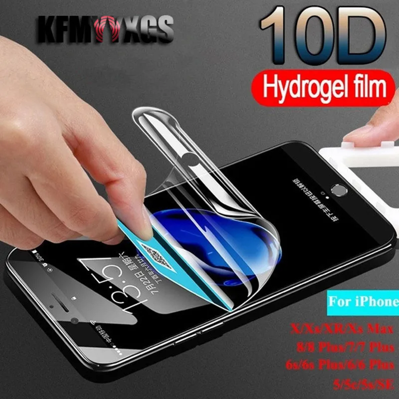 10D прозрачная защитная пленка для экрана мягкая Гидрогелевая iphone 5 6 6s 7 8 plus X XR XS MAX
