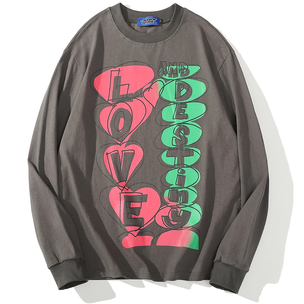 

Winter Cotton Hip Hop Tshirts Fashion Streetwear Men T-shirt Letter Print Harajuku Tops Casual Long Sleeve Tees Cartoon Tshirts