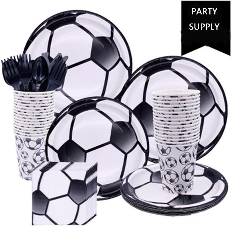 Набор одноразовой посуды в спортивном стиле для футбола бумажные стаканчики