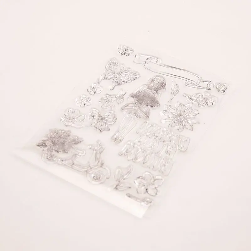 Цветок девушка силиконовый прозрачный печать штамп DIY Скрапбукинг тиснение фото