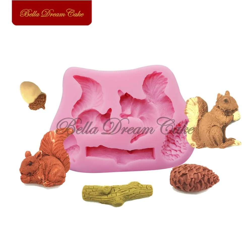 

Squirrel Hazelnut Silicone Mold Fondant Sugarcraft Cake Mould For Wedding Cake Decorating Tool DIY Handmade Soap Molds Bakeware