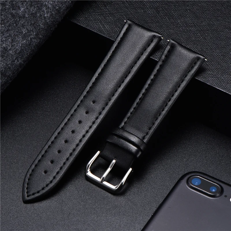 

Soft Calfskin Leather Watchbands Men Women Replacement Business Watch Straps 16mm 18mm 20mm 22mm 24mm Casual Watch Band
