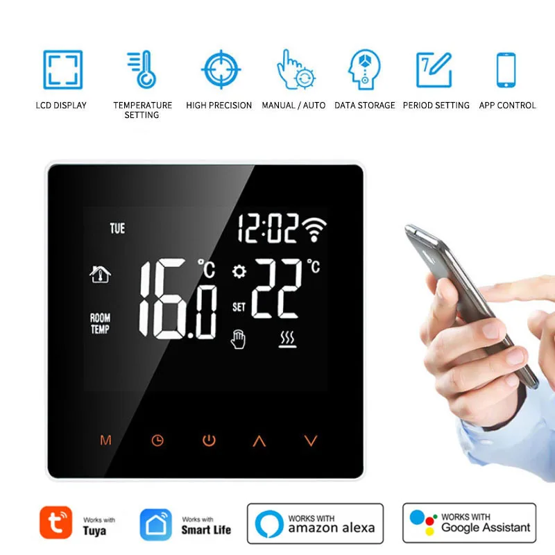 

Tuya WiFi Smart Thermostat LCD Display Touch Screen For Electric Floor Heating Water/Gas Boiler Temperature Remote Controller