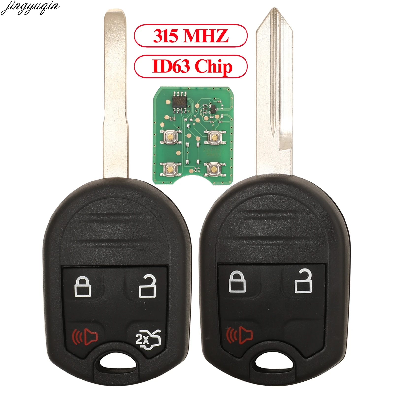 

Jingyuqin Remote Control Car Key 315MHZ 4D63 ID63 For Ford Taurus X Focus Lincoln MKX C-Max Escape F350 Fiesta Transit 3/4BTN