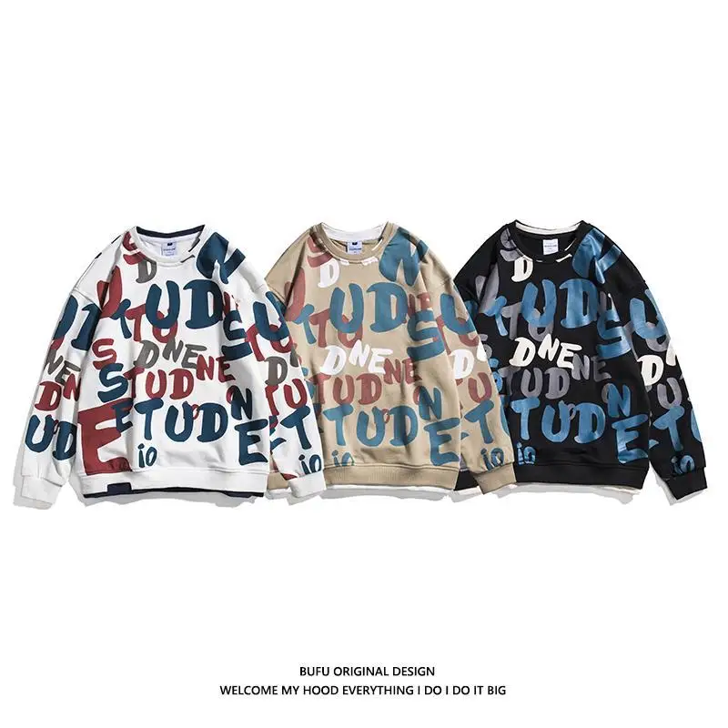 

Guochao hip hop sweater boys' loose and lazy couple's coat