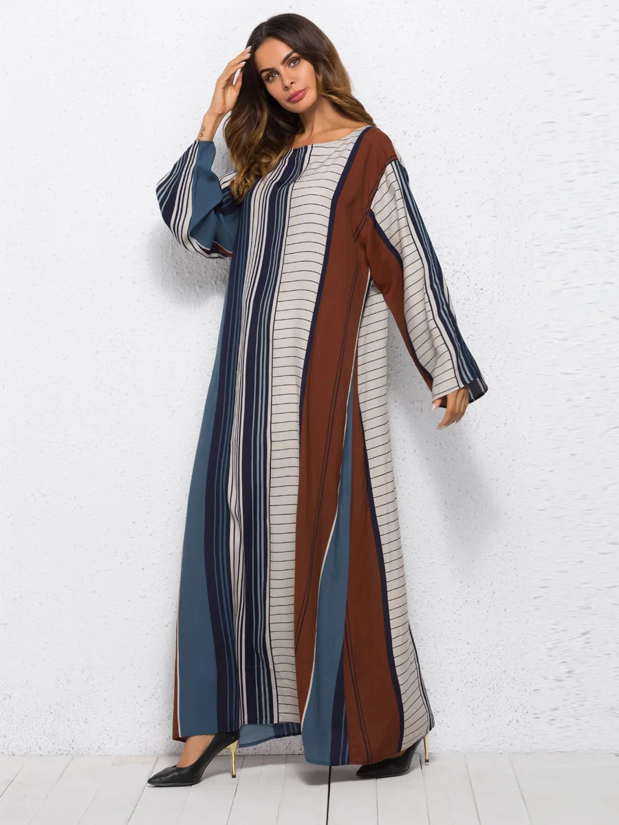 Женское платье с длинным рукавом длинное большого размера в мусульманском стиле