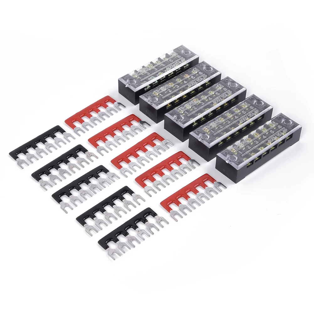 

6 Positions Dual Row Screw Barrier Terminal Block Strip Wiring Board 600V 15A Screw Terminal Blocks With Terminal Barrier Strips