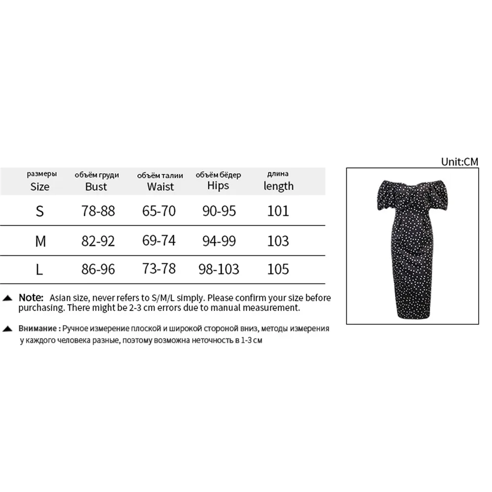 

2021 Classic Women Casual Puff Short Sleeve Long Dress Fashion Cross Folds Polka Dot Slash Neck Evening Party Dress