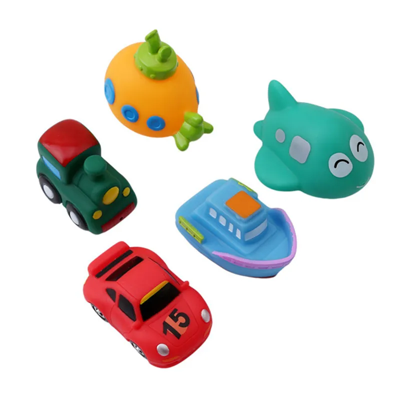 Игрушки для купания детей 5 шт. модель автомобиля мягкая резина мультяшный