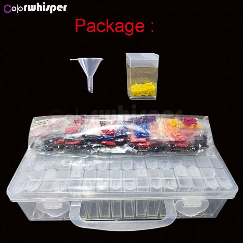 Коробка + 64 сумки в основном используются цвета бусин алмазная живопись дрель