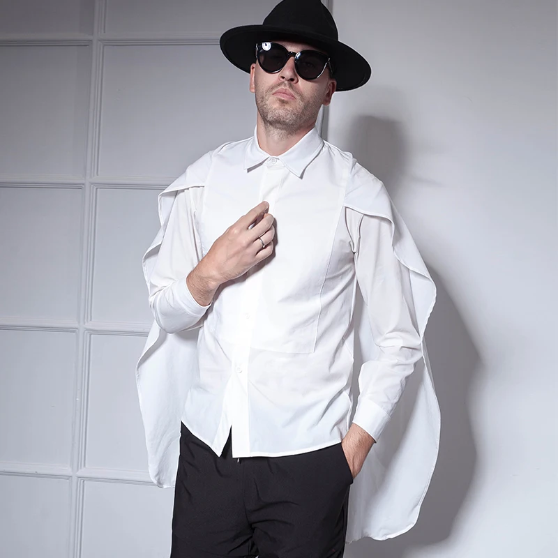 Мужская рубашка модная с длинным рукавом подиумный стиль мужская ковшовая