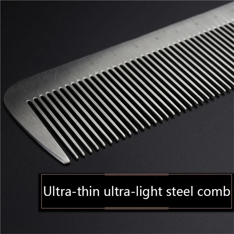 

Stainless Steel Professional Comb Ultra-thin Metal Hair Cutting Comb Hairdressing Steel Comb Flat Head Comb Dedicated