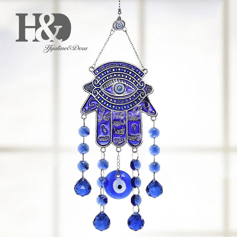 H& D DIY счастливый Хамса турецкий синий сглаза Кристалл Шарм Suncatcher кулон ветер колокольчик амулет дома стены сада висячие украшения