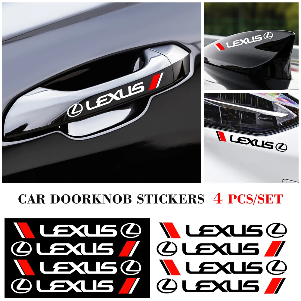 

4pcs Car Door Handle Wheels Stickers Rearview Mirror Auto Wheels Decal For Lexus IS250 IS300 RX330 RX350 RX300 GS300 LX5 Styling