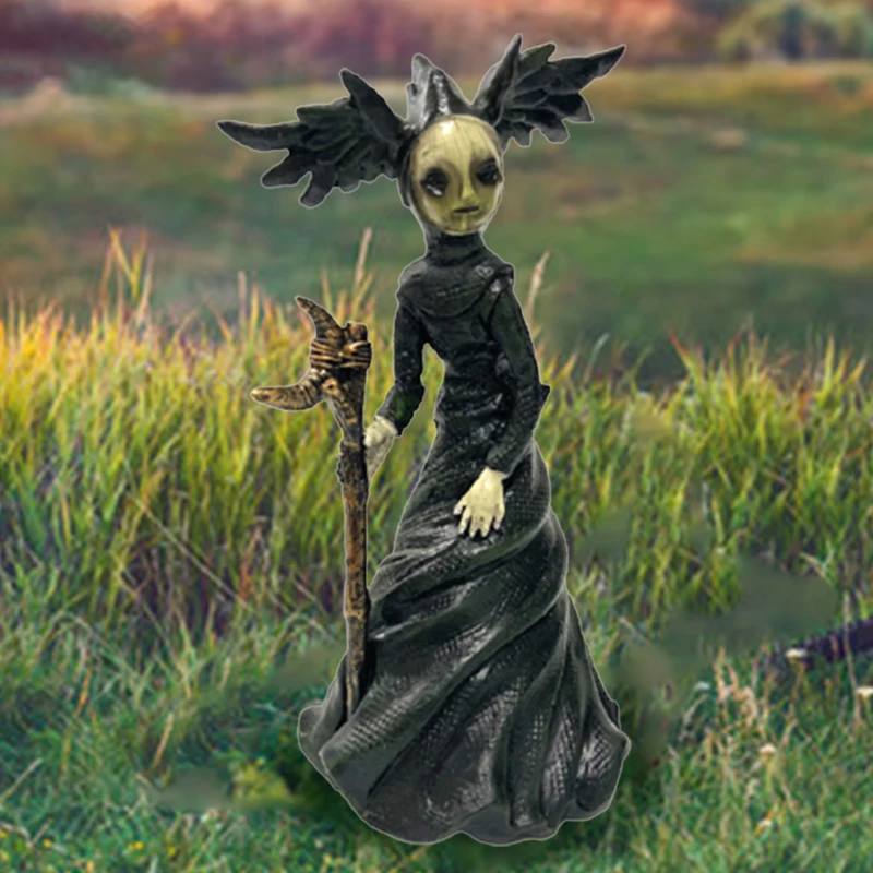 

Креативное украшение для сада на Хэллоуин, украшения из смолы ручной работы, украшения ведьмы, настольное украшение, фоновое украшение для ...