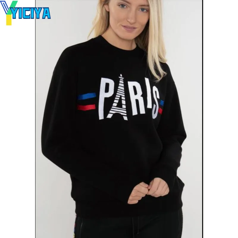 

YICIYA 2021 Women's Sweater Round Neck Tops Leisure Pullover Long Sleeve Sweatshirt Crop Top Female Oversized T-shirt Y2k Met