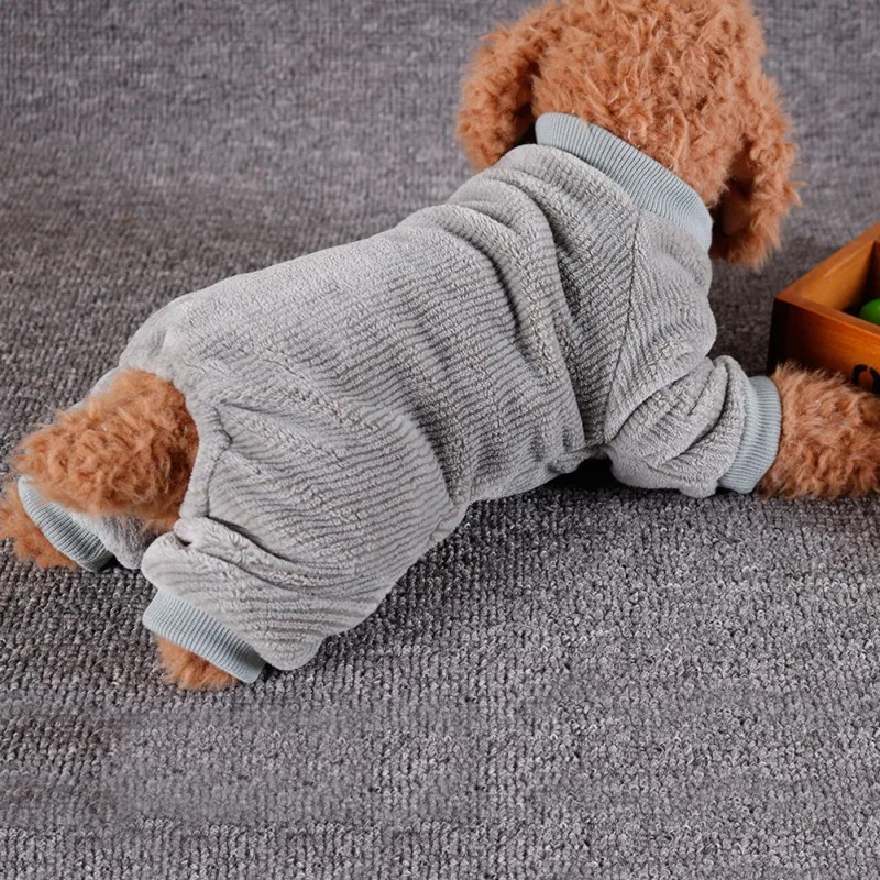 Pet Повседневное пальто одежда для спорта и отдыха 4 брюки с широкими штанинами твердая цветная Пижама теплая одежда для собак фланелевой комбинезон Теплая Одежда для собак Зима кнопка