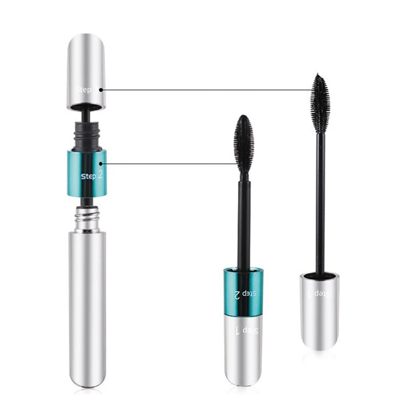 

Waterproof Curling Encryption Long Non-Stained Silk Fiber Roll Lasting Mascara 2 In 1 Double Head 4D Mascara Extended Eyelashes