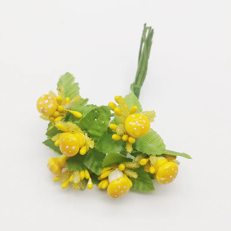 Новинка 10 шт./лот искусственный стемен гриб бутон букет листьев цветок для дома