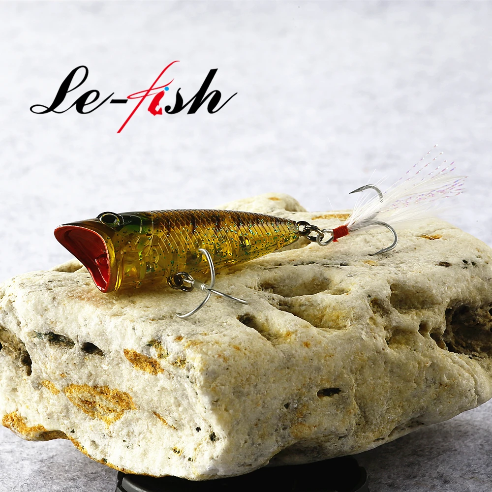 Le fish 60 мм 8 4 gTopwater Popper с пером и тройным крючком|Наживки для рыбной ловли| |