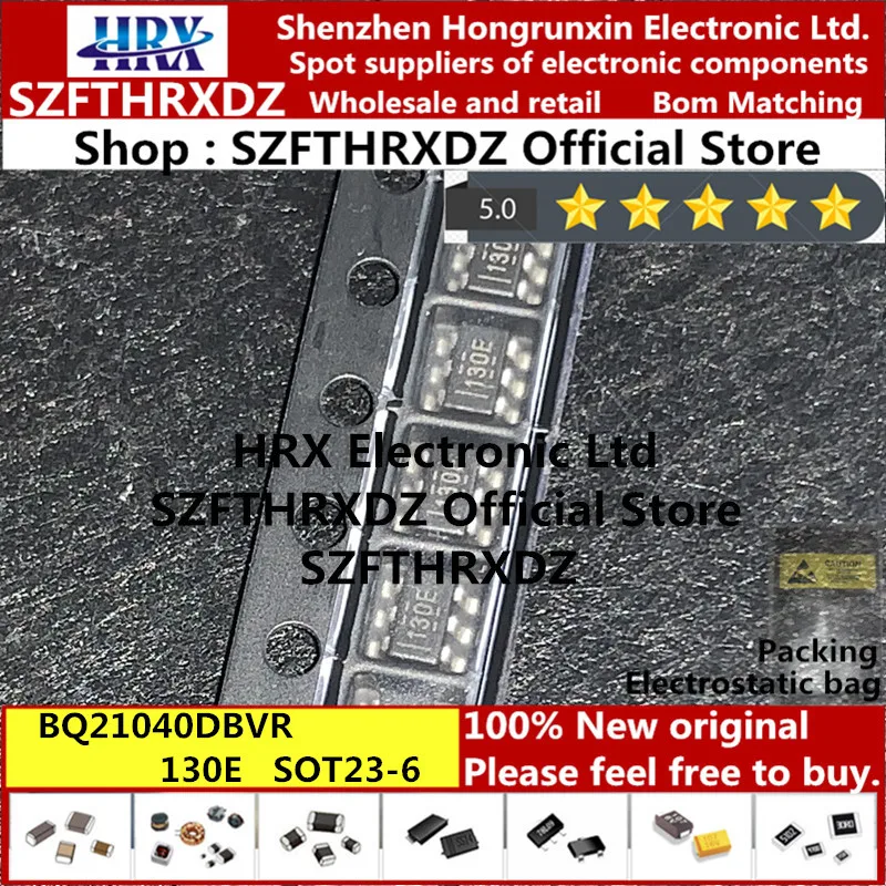 100% Новый оригинальный BQ21040DBVR 130E SOT23-6 BQ21040DBVT SOT-23-6 BQ21040 чип управления батареей (50