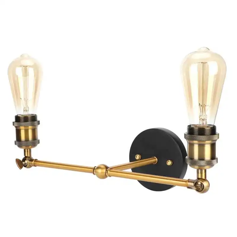 

E27 Wall Light Doubleheaded Firm Convenient Wrought Iron Wall Lamp Elegant for Home Hotel