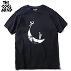Мужская хлопковая футболка COOLMIND MO0114A с круглым вырезом и коротким рукавом, с принтом Луна, Повседневная летняя крутая Мужская футболка, футболки