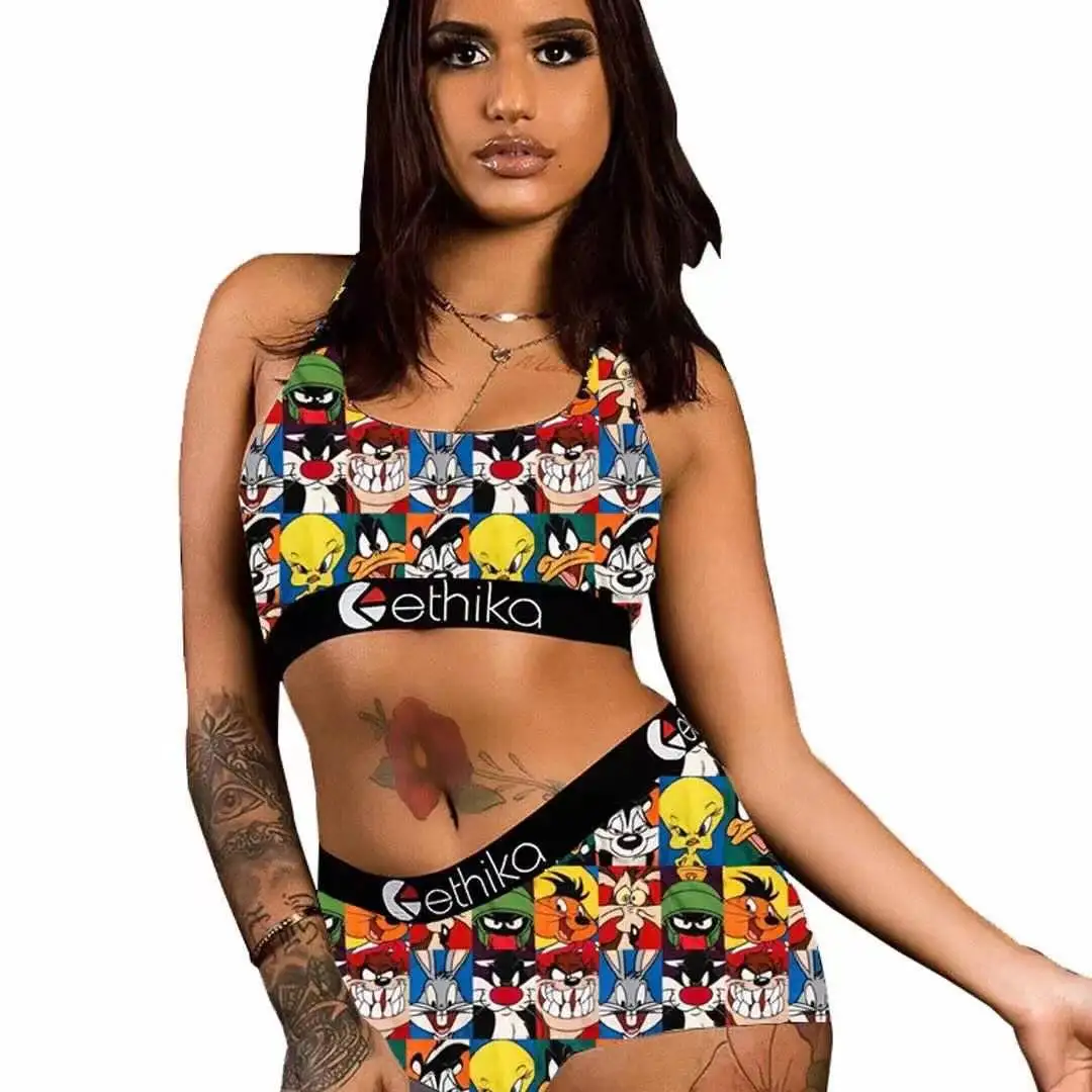 Летний Новый сексуальный женский костюм с шортами принтом уличный спортивный