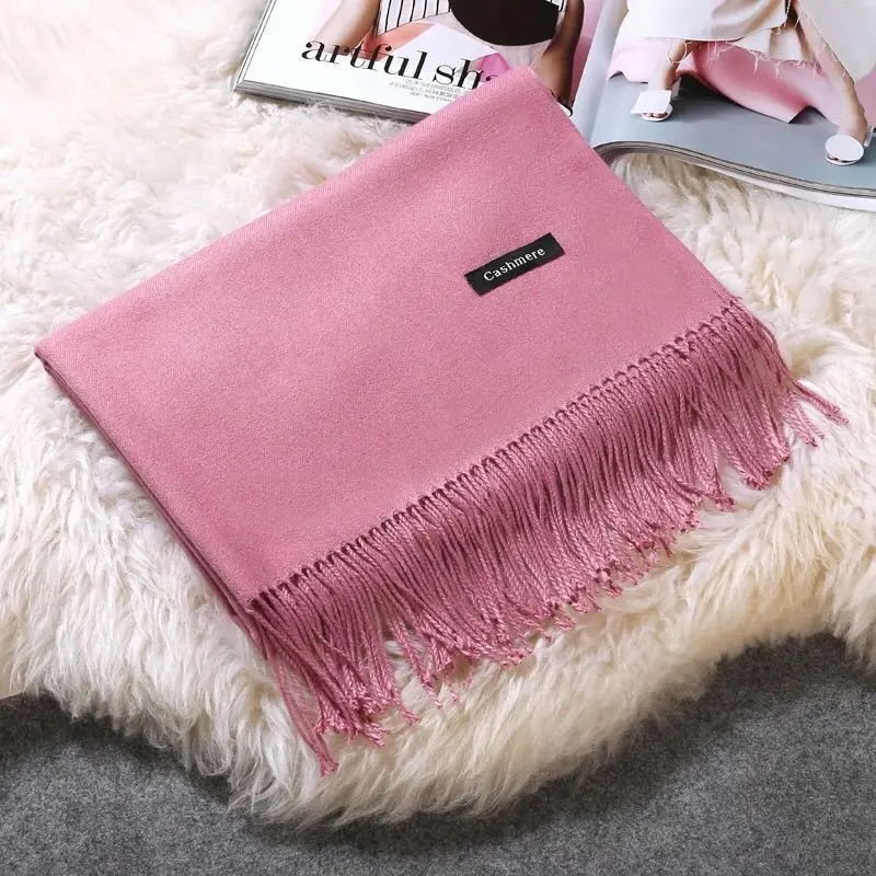 

Girita Winter Women Scarves Cashmere Female Brand Scarf Lady Tassel Bandana Women Solid Shawl Wraps Foulard Tippet Pashmina