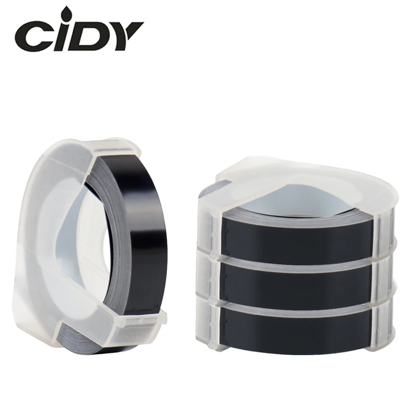 CIDY 4 шт. 9 мм черный пластик совместимый с DYMO 3D Органайзер Xpress этикетки для