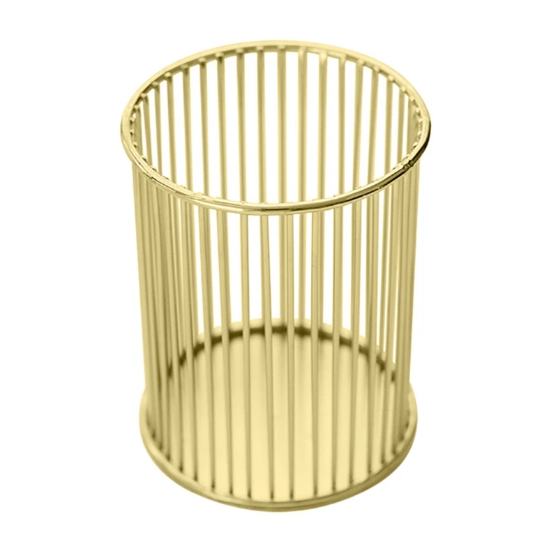 Металлическая железная корзина для хранения вещей цвета розового золота кистей