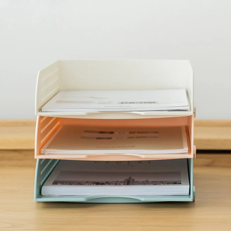 

1pcs Desktop File Tray Organizer Document Paper Organizer Rack Plastic Book Shelf Storage Holder Office Stationery Storage Box