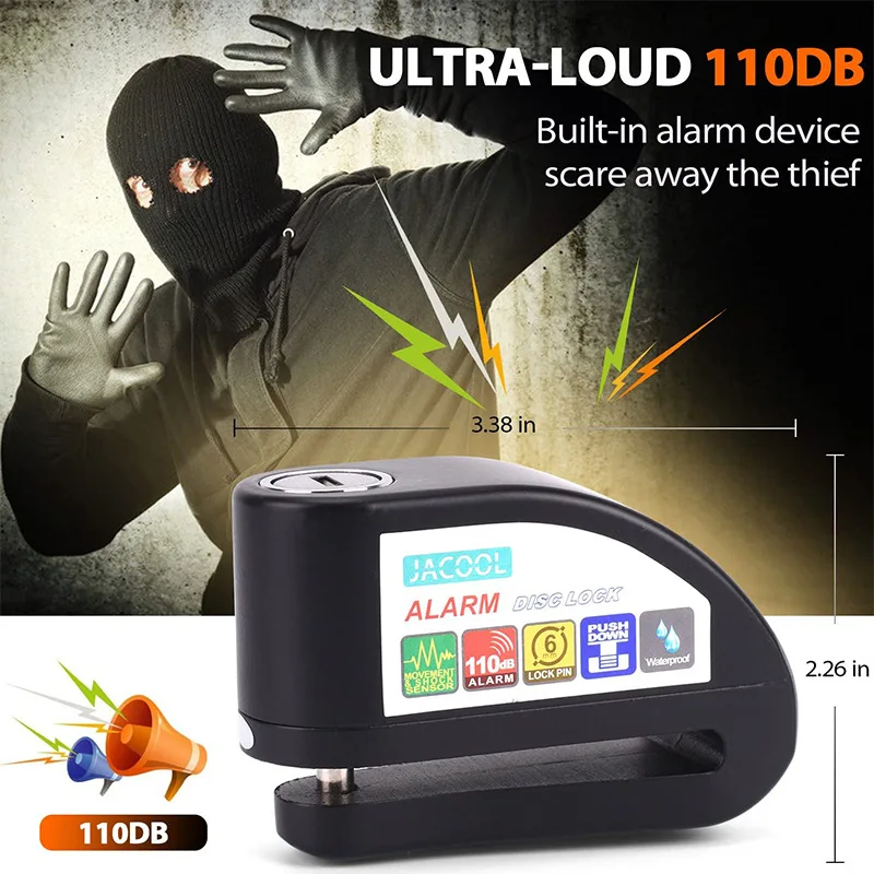 Сигнализация блокировки диска с кабелем напоминания 5 футов водонепроницаемый