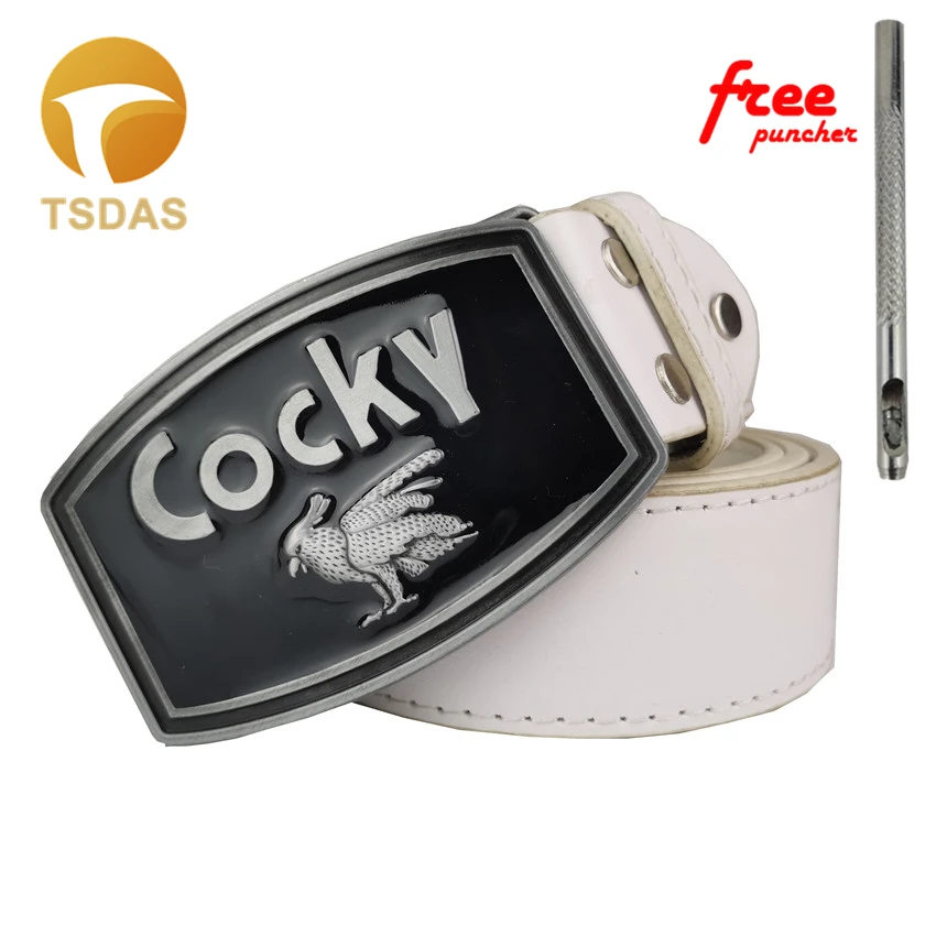 Drop Shipping Fashion Cocky Belt Buckles for Man Black Metal with Leather Free Puncher | Дом и сад