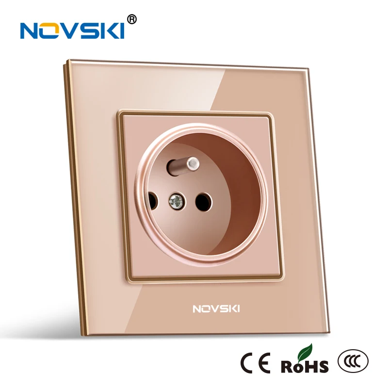 Европейская Французская электрическая розетка настенная из закаленного стекла