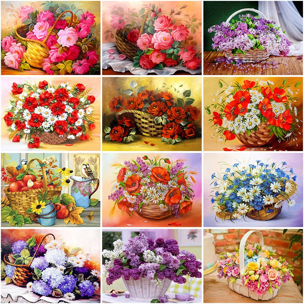 5D сделай сам цветочная корзина алмазная живопись вышивка крестиком роза полная