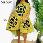 Женское платье в африканском стиле, с большим цветочным принтом, с воротником-стойкой, на весну, 2021