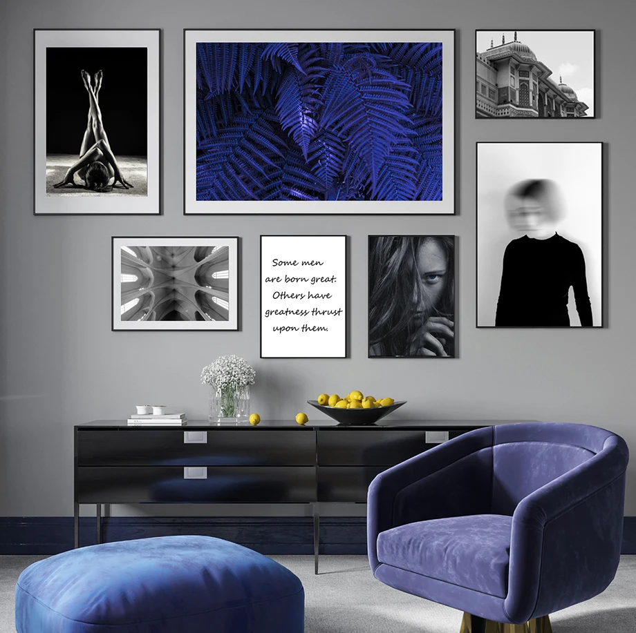 

Абстрактная женщина синее растение Письмо Холст Живопись стены Искусство печать плакат картина декоративный Рисунок гостиная домашний декор