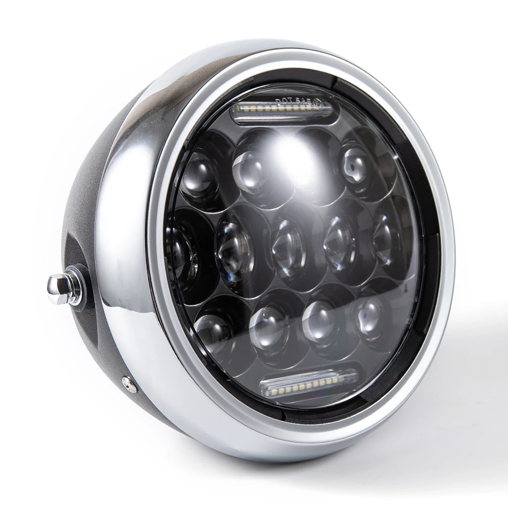New Hot Motorcycle LED Headlight High Low Beam DRL Daytime Running Light 12V For Honda Kawasaki Yamaha Victory Cafer Racer |