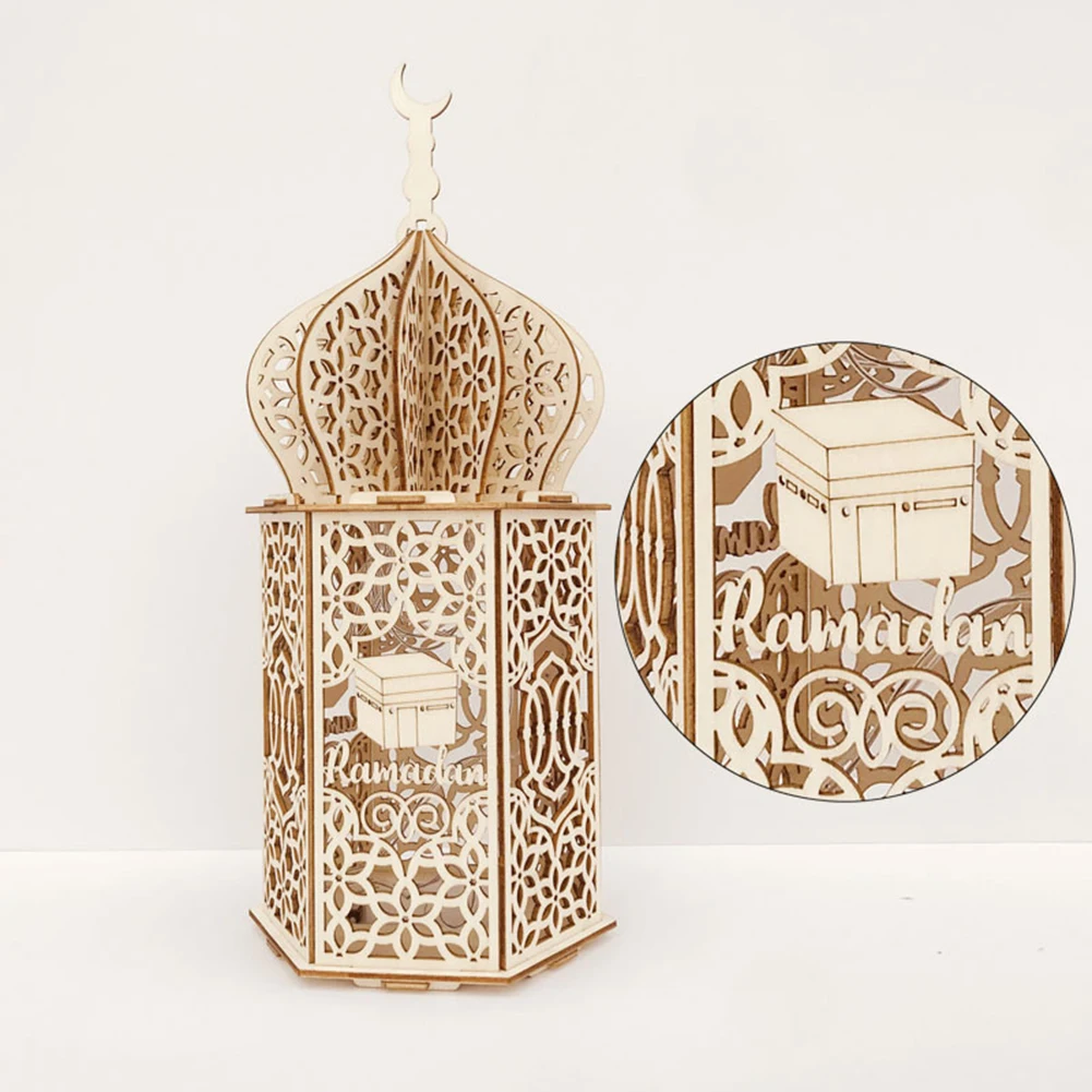 Wooden Eid Mubarak Light Accessories Ramadan Kareem Decorations Islam Gift Muslim Hanging Lantern Palace Party | Дом и сад